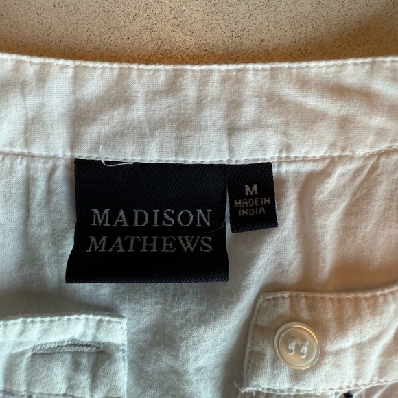 Madison White Top with Navy Embroidery - Picture 3 of 3